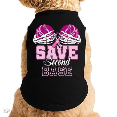Save Second 2nd Base Baseball Breast Cancer Doggie Tank