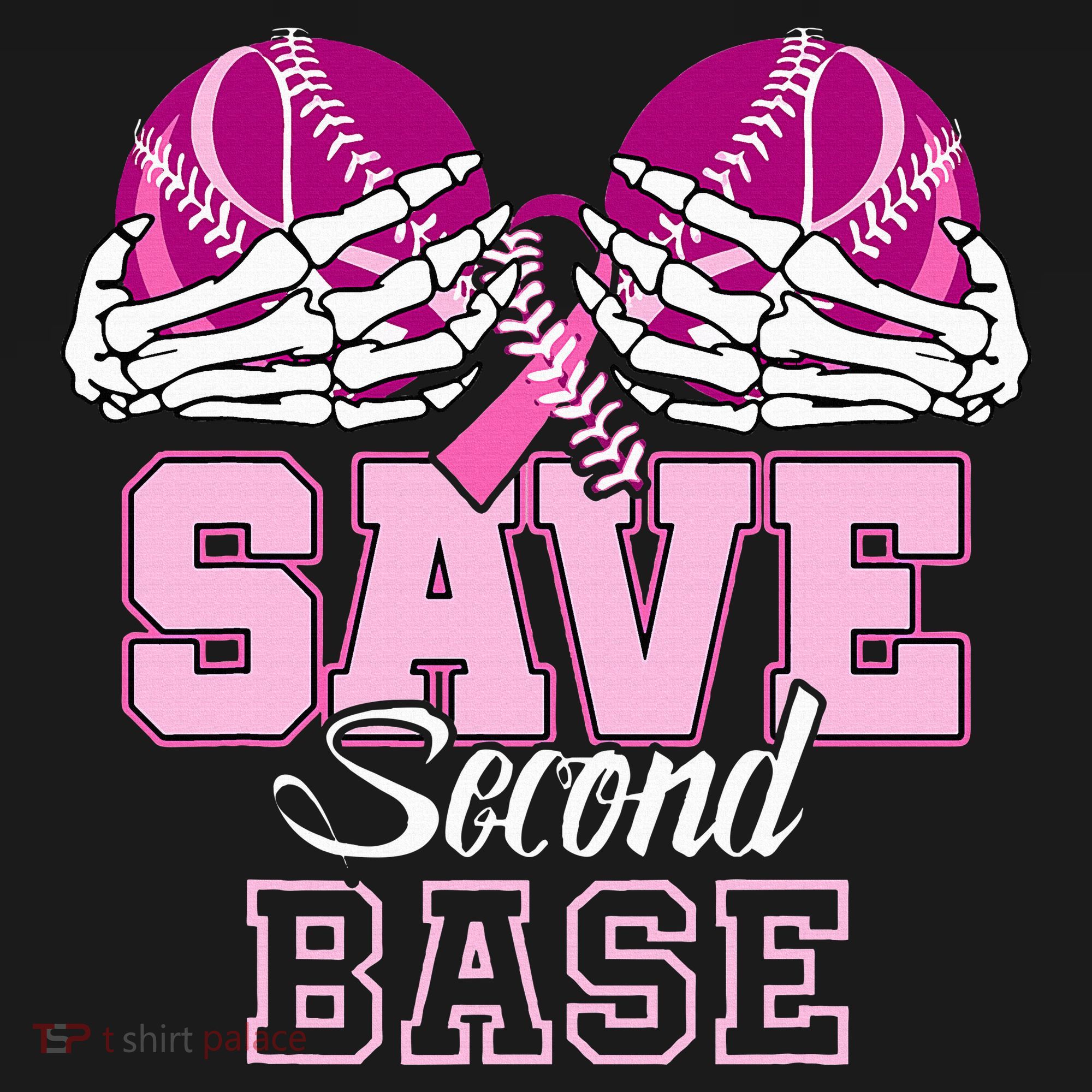 Save Second 2nd Base Baseball Breast Cancer T-Shirt