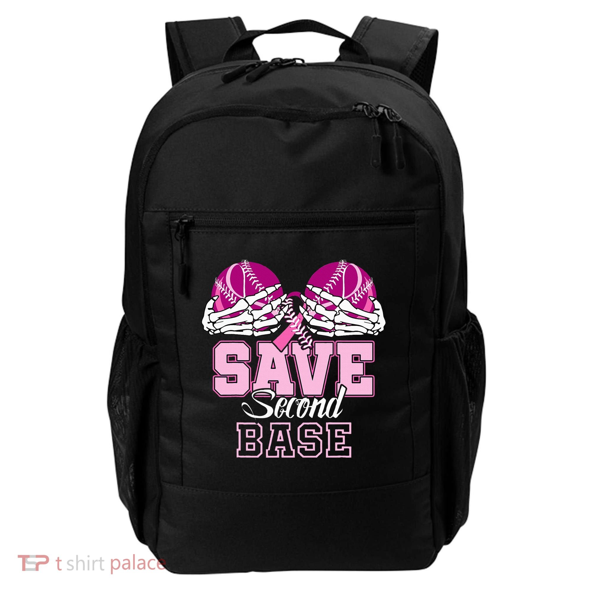Save Second 2nd Base Baseball Breast Cancer Backpack