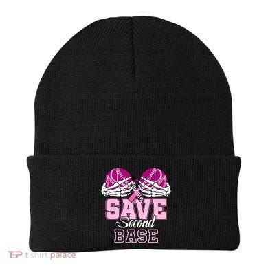 Save Second 2nd Base Baseball Breast Cancer Beanie