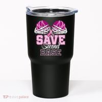 Save Second 2nd Base Baseball Breast Cancer Tumbler thumb 0
