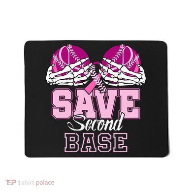 Save Second 2nd Base Baseball Breast Cancer Mousepad