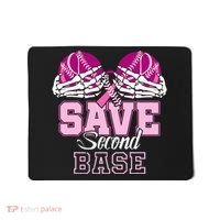 Save Second 2nd Base Baseball Breast Cancer Mousepad thumb 0