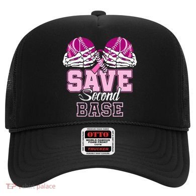 Save Second 2nd Base Baseball Breast Cancer Hat