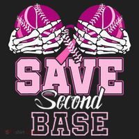 Save Second 2nd Base Baseball Breast Cancer Hat thumb 2