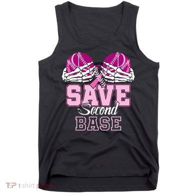 Save Second 2nd Base Baseball Breast Cancer Tank Top