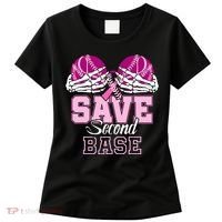 Save Second 2nd Base Baseball Breast Cancer Women's T-Shirt thumb 0