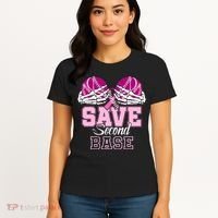 Save Second 2nd Base Baseball Breast Cancer Women's T-Shirt thumb 4