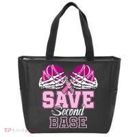 Save Second 2nd Base Baseball Breast Cancer Tote Bag thumb 0