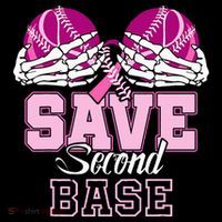 Save Second 2nd Base Baseball Breast Cancer Tote Bag thumb 4