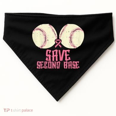 Support Save 2nd Base Breast Cancer USA-Made Doggie Bandana