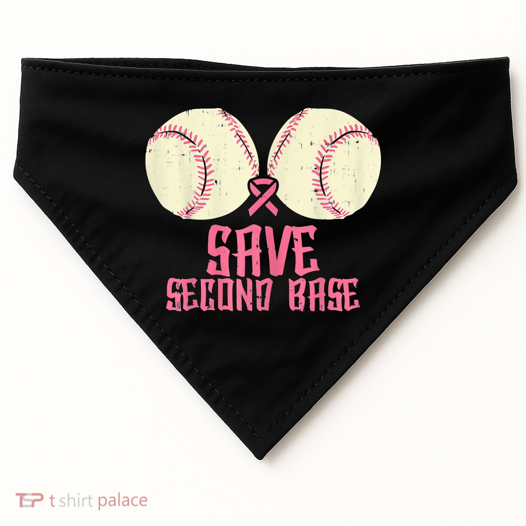 Support Save 2nd Base Breast Cancer USA-Made Doggie Bandana