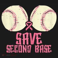 Support Save 2nd Base Breast Cancer USA-Made Doggie Bandana thumb 2