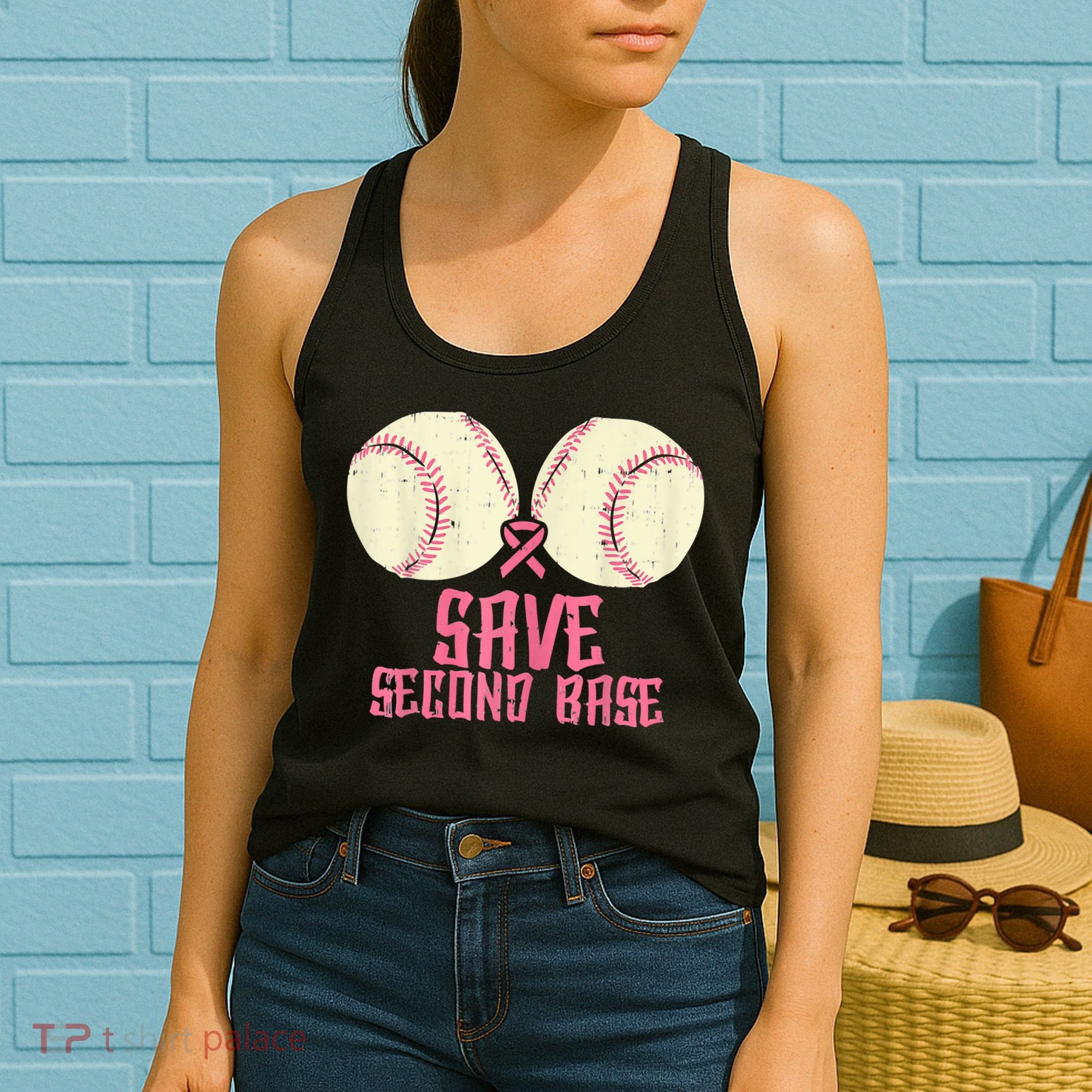 Support Save 2nd Base Breast Cancer Women's Tank Top