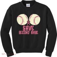 Support Save 2nd Base Breast Cancer Kids Sweatshirt thumb 0