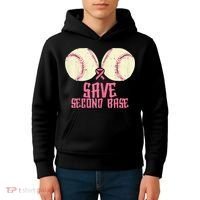 Support Save 2nd Base Breast Cancer Kids Hoodie thumb 4