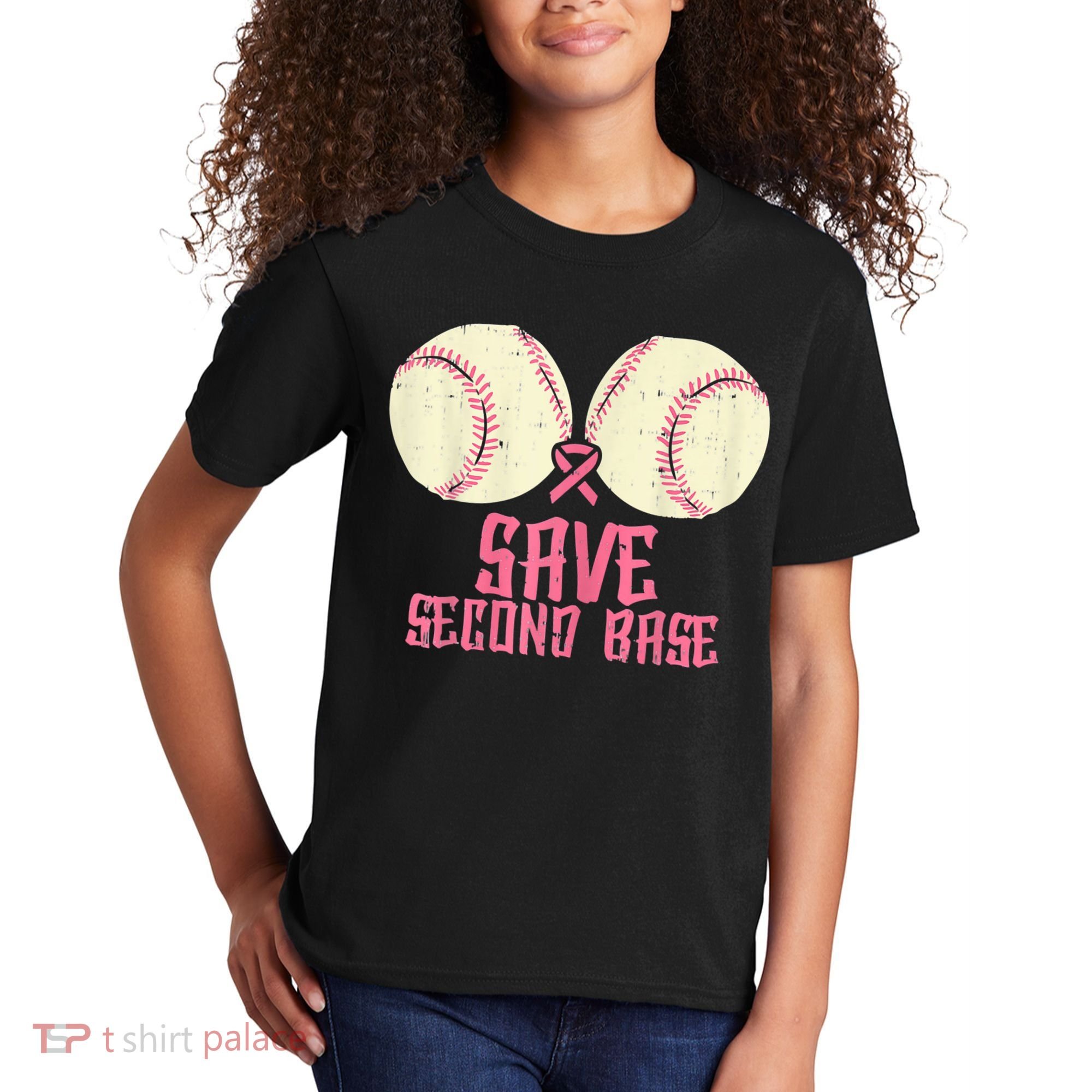 Support Save 2nd Base Breast Cancer Kids T-Shirt
