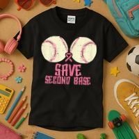 Support Save 2nd Base Breast Cancer Kids T-Shirt thumb 3