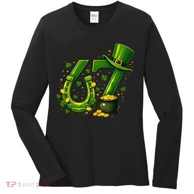 Six Seven 67 St Patricks Day Funny Saint Paddy's 6-7 Women's Long Sleeve Shirt