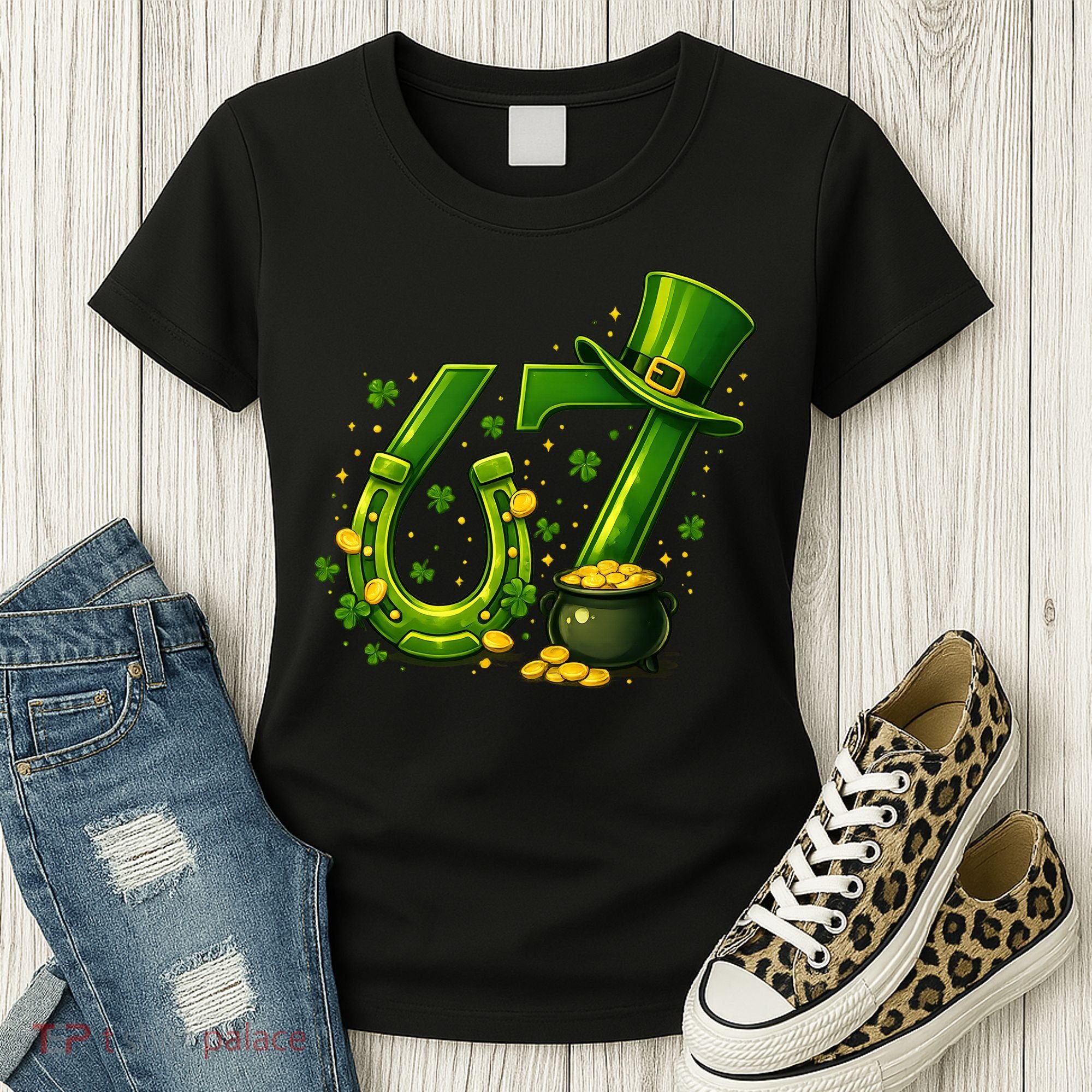 Six Seven 67 St Patricks Day Funny Saint Paddy's 6-7 Women's T-Shirt