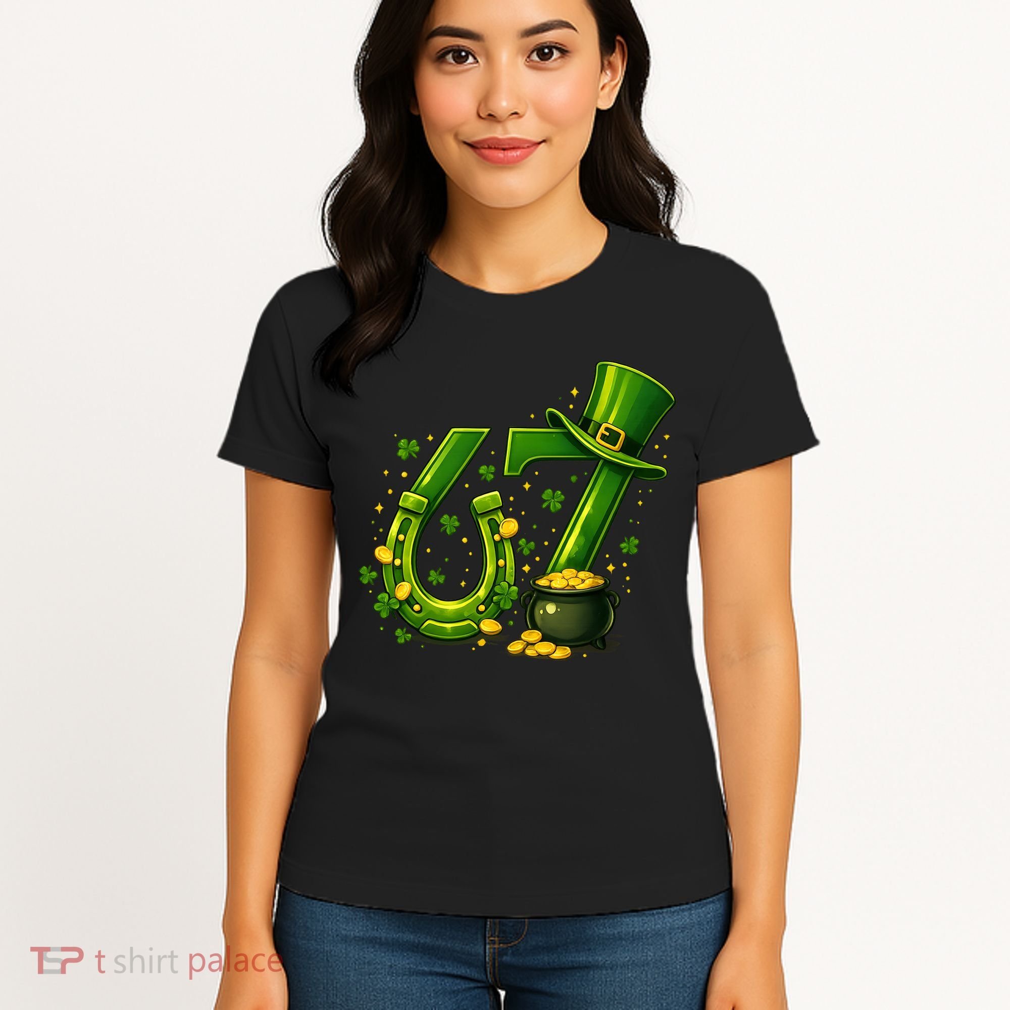 Six Seven 67 St Patricks Day Funny Saint Paddy's 6-7 Women's T-Shirt