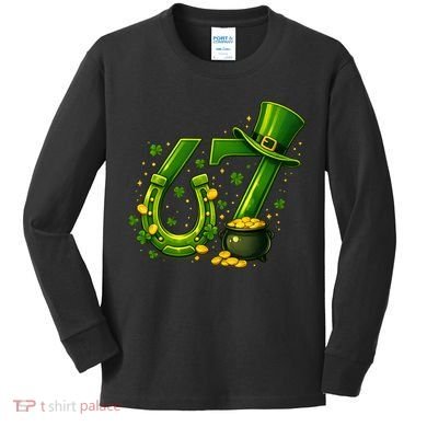 Six Seven 67 St Patricks Day Funny Saint Paddy's 6-7 Kids Long Sleeve Shirt