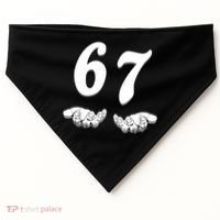 Six Seven 6 7 Meme Gen Alpha Slang Funny USA-Made Doggie Bandana thumb 0