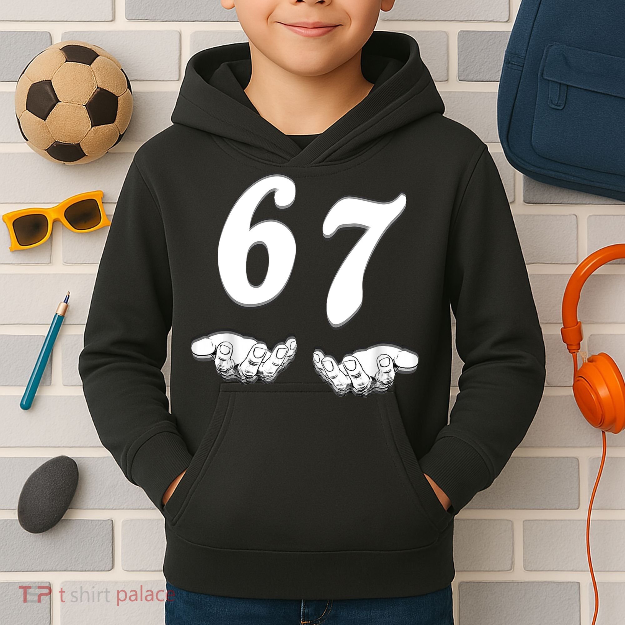 Six Seven 6 7 Meme Gen Alpha Slang Funny Kids Hoodie
