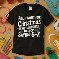 Students Saying 6-7 67 Six Seven Funny Teacher Christmas Kids T-Shirt thumb 3