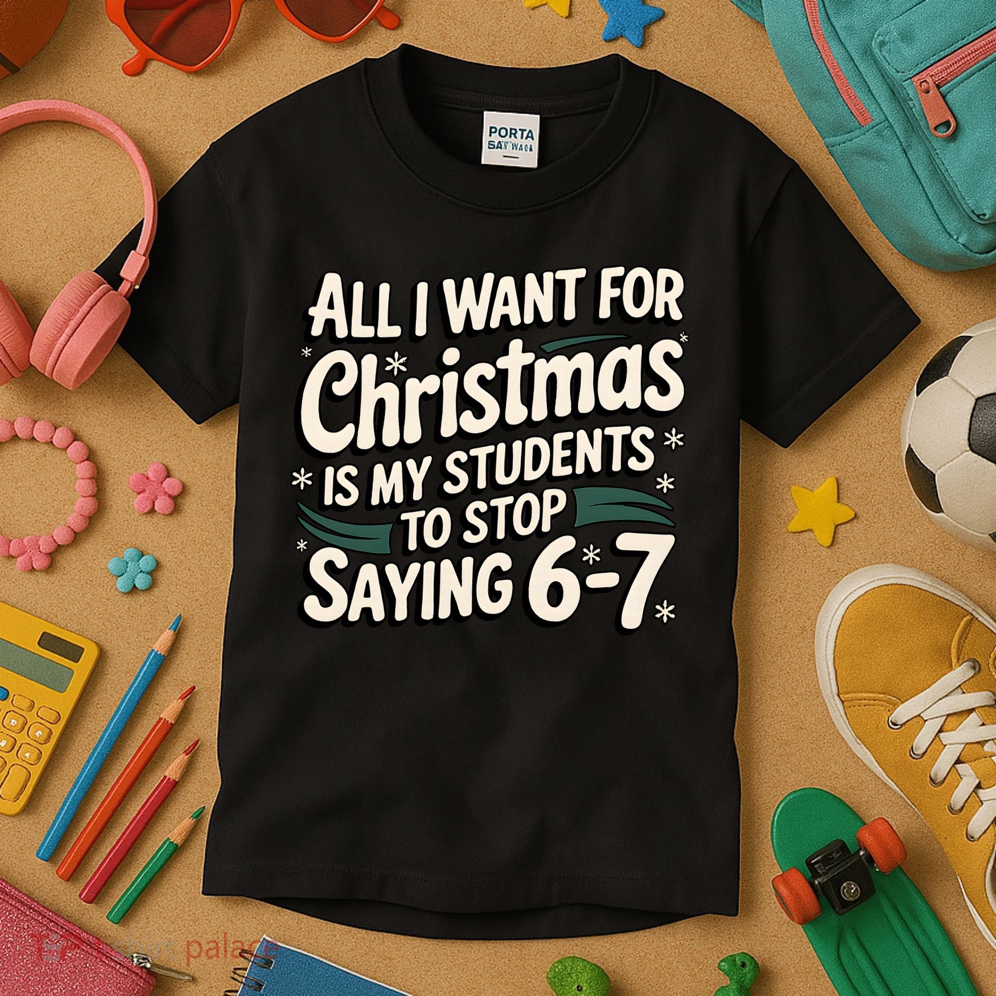 Students Saying 6-7 67 Six Seven Funny Teacher Christmas Kids T-Shirt