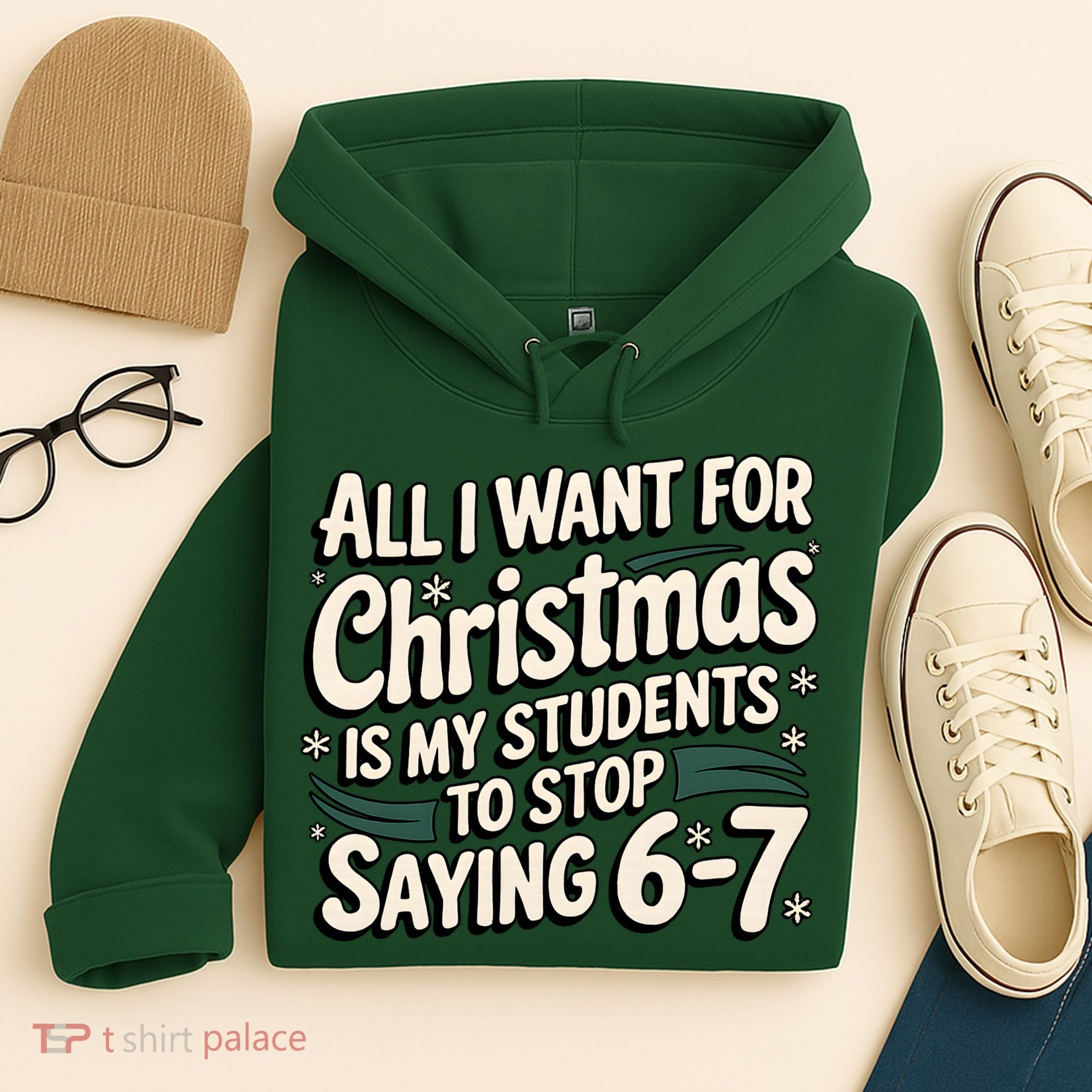 Students Saying 6-7 67 Six Seven Funny Teacher Christmas Hoodie