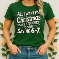 Students Saying 6-7 67 Six Seven Funny Teacher Christmas Women's T-Shirt thumb 2