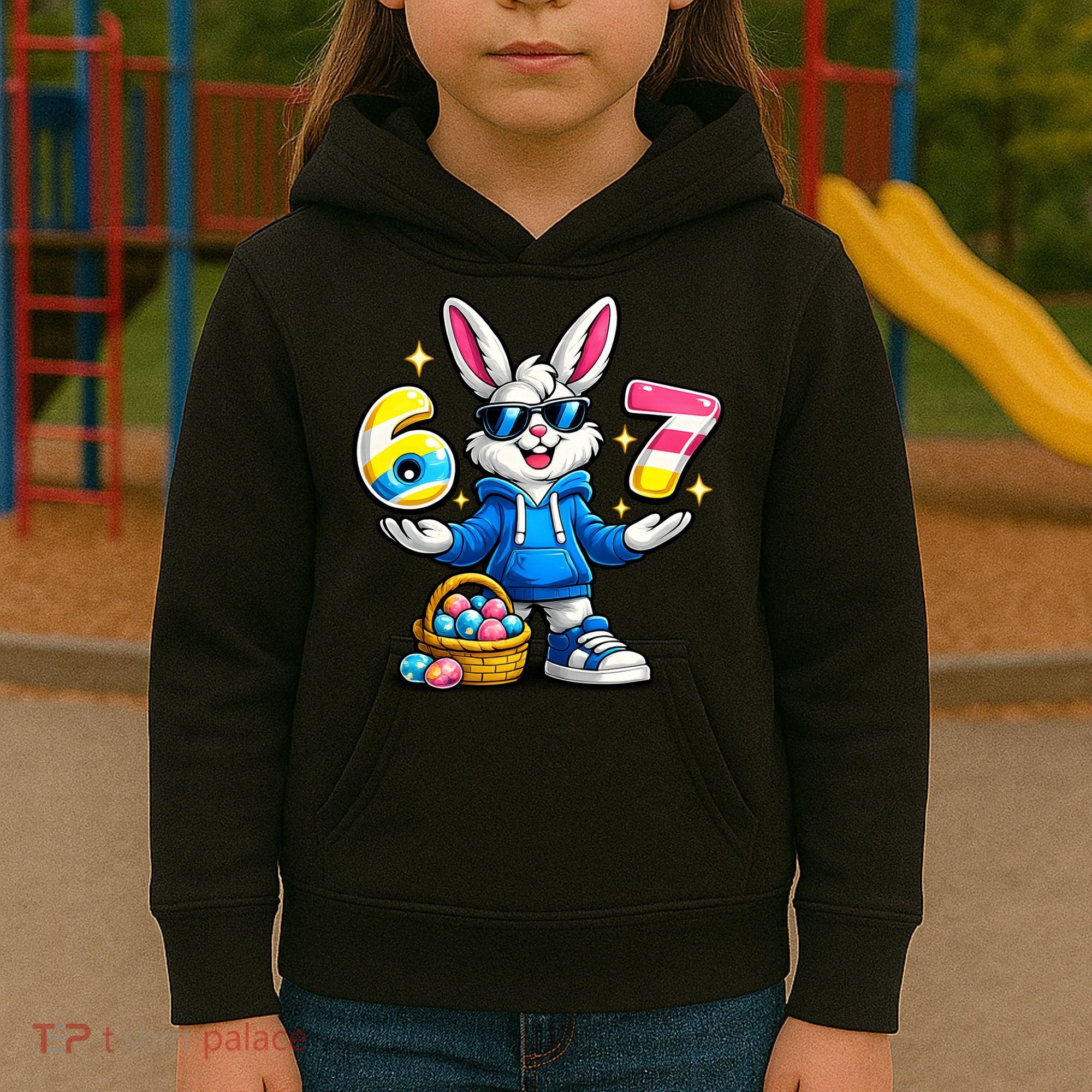 Six Seven 67 Easter 6-7 Bunny Basket Stuffers Kids Hoodie