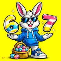 Six Seven 67 Easter 6-7 Bunny Basket Stuffers Kids T-Shirt thumb 4