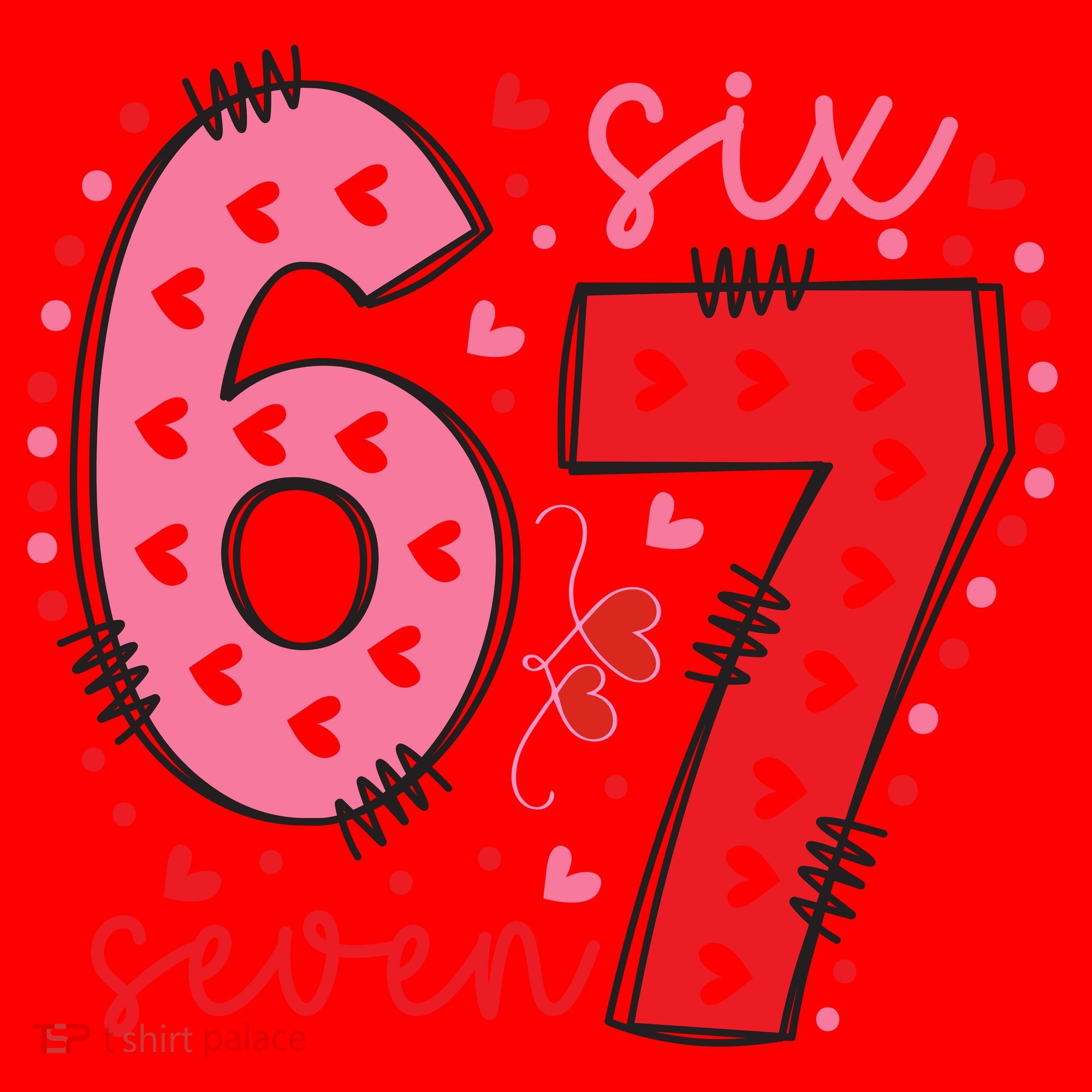 Six Seven 6-7 Valentines Day 67 Meme Santa Hat