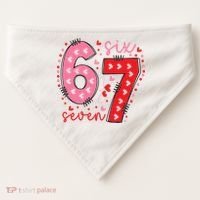 Six Seven 6-7 Valentines Day 67 Meme USA-Made Doggie Bandana thumb 0