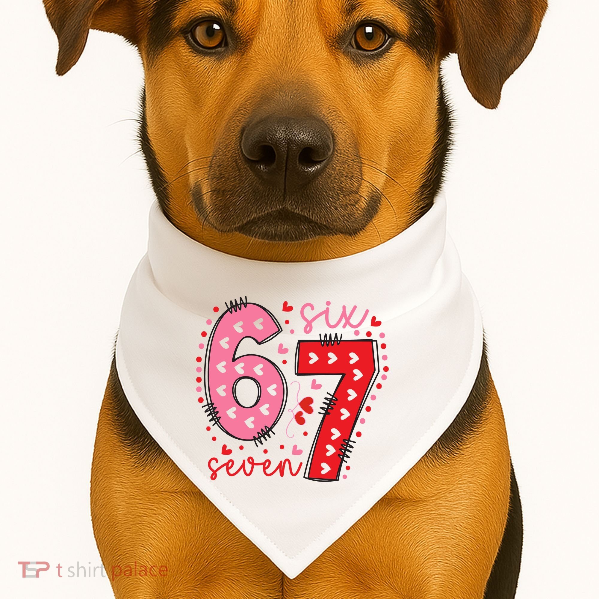 Six Seven 6-7 Valentines Day 67 Meme USA-Made Doggie Bandana