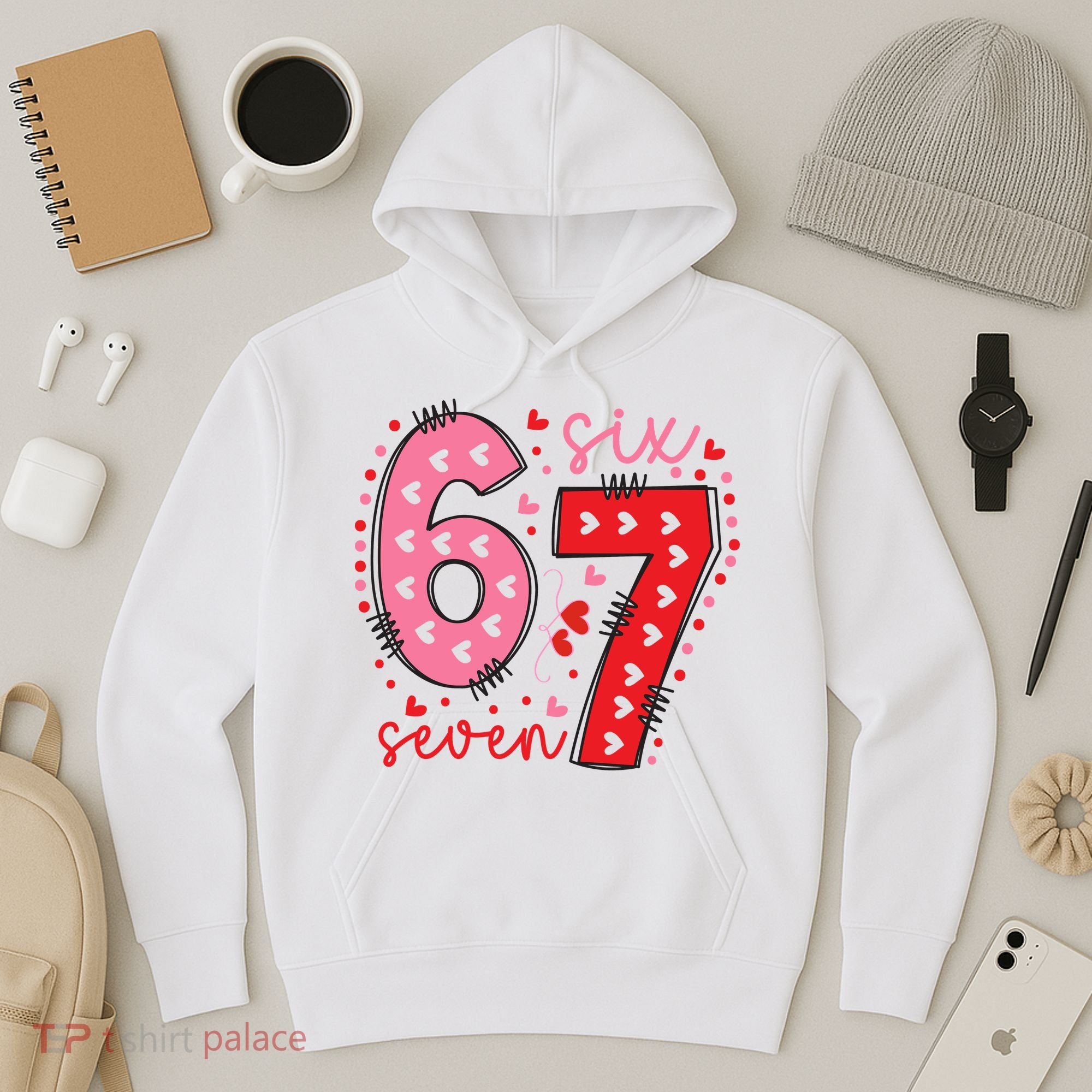 Six Seven 6-7 Valentines Day 67 Meme Hoodie