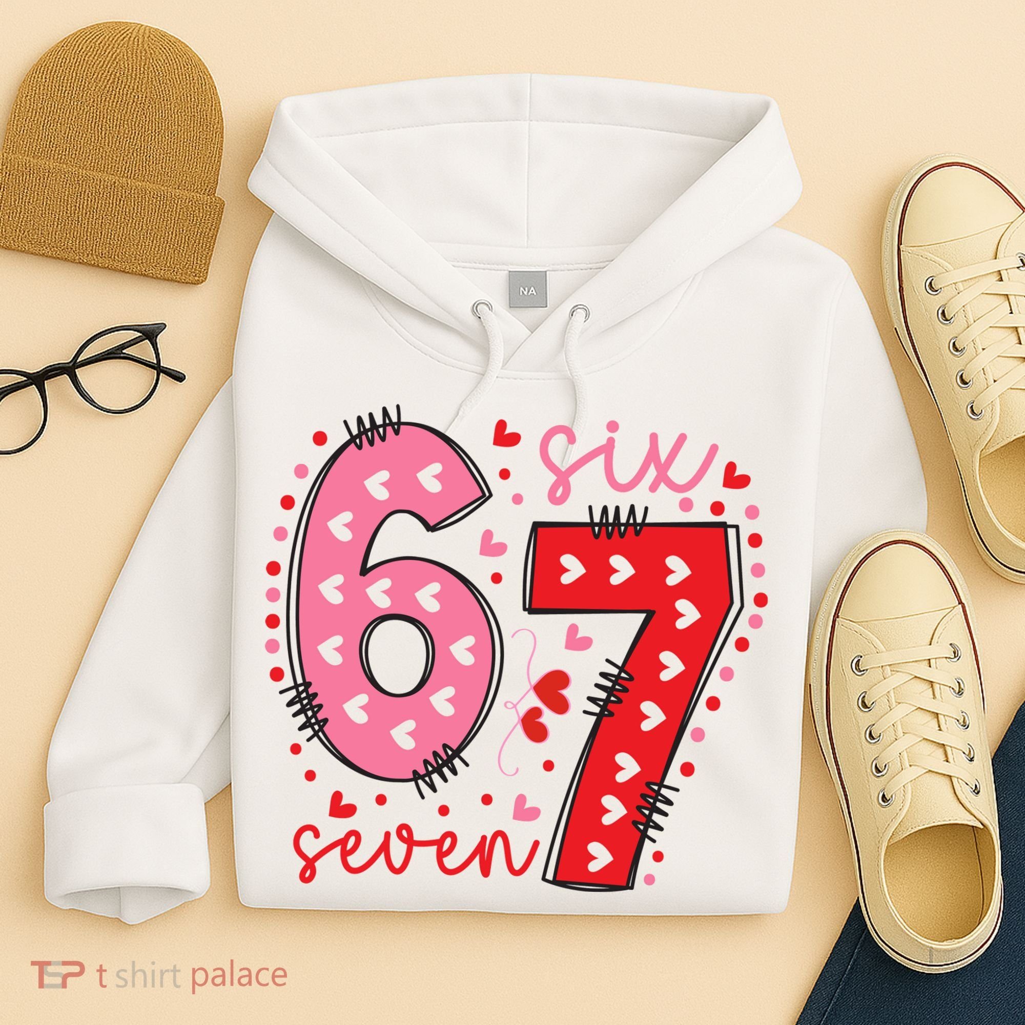 Six Seven 6-7 Valentines Day 67 Meme Hoodie
