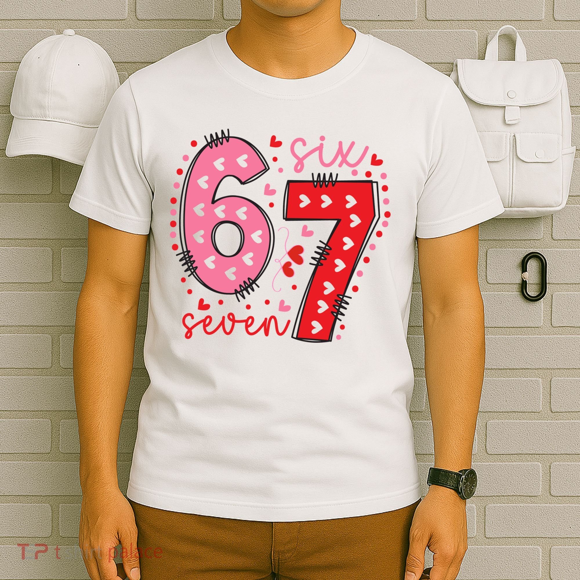 Six Seven 6-7 Valentines Day 67 Meme T-Shirt