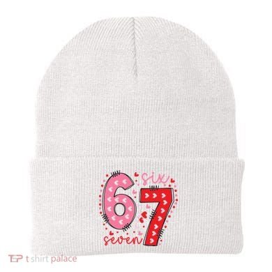 Six Seven 6-7 Valentines Day 67 Meme Beanie