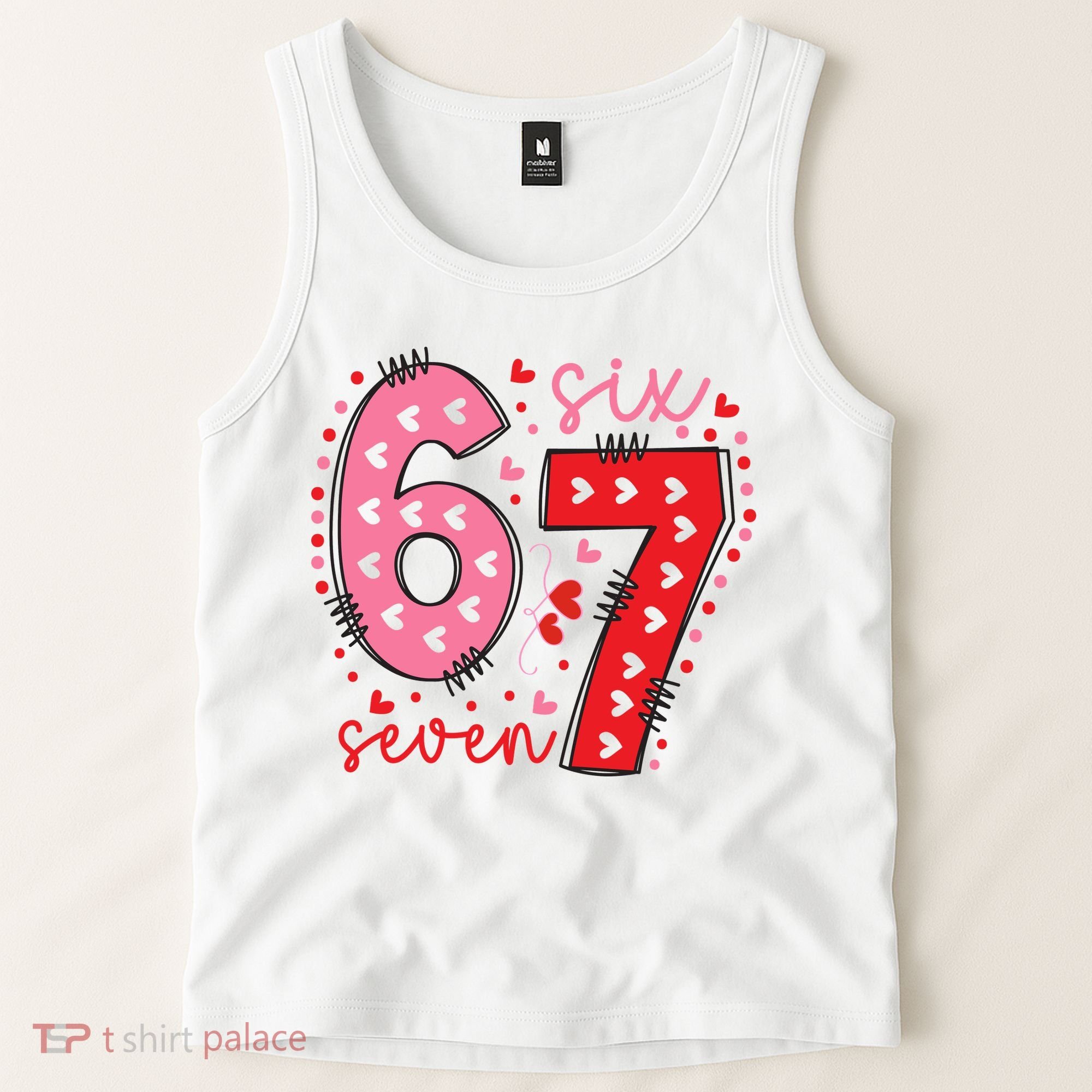 Six Seven 6-7 Valentines Day 67 Meme Tank Top