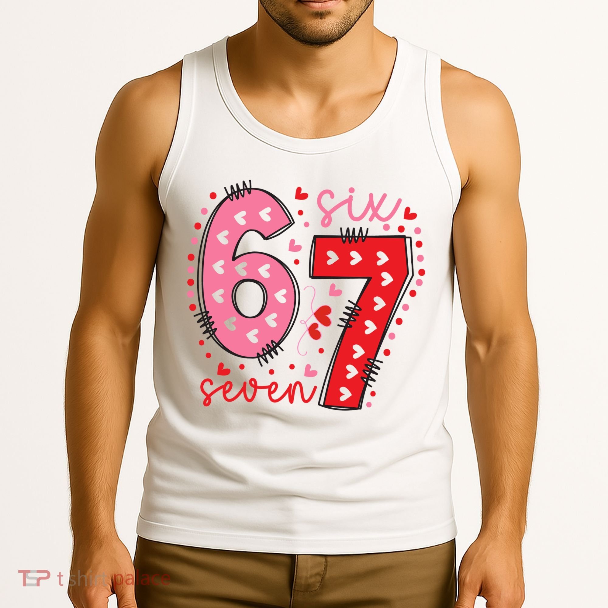 Six Seven 6-7 Valentines Day 67 Meme Tank Top