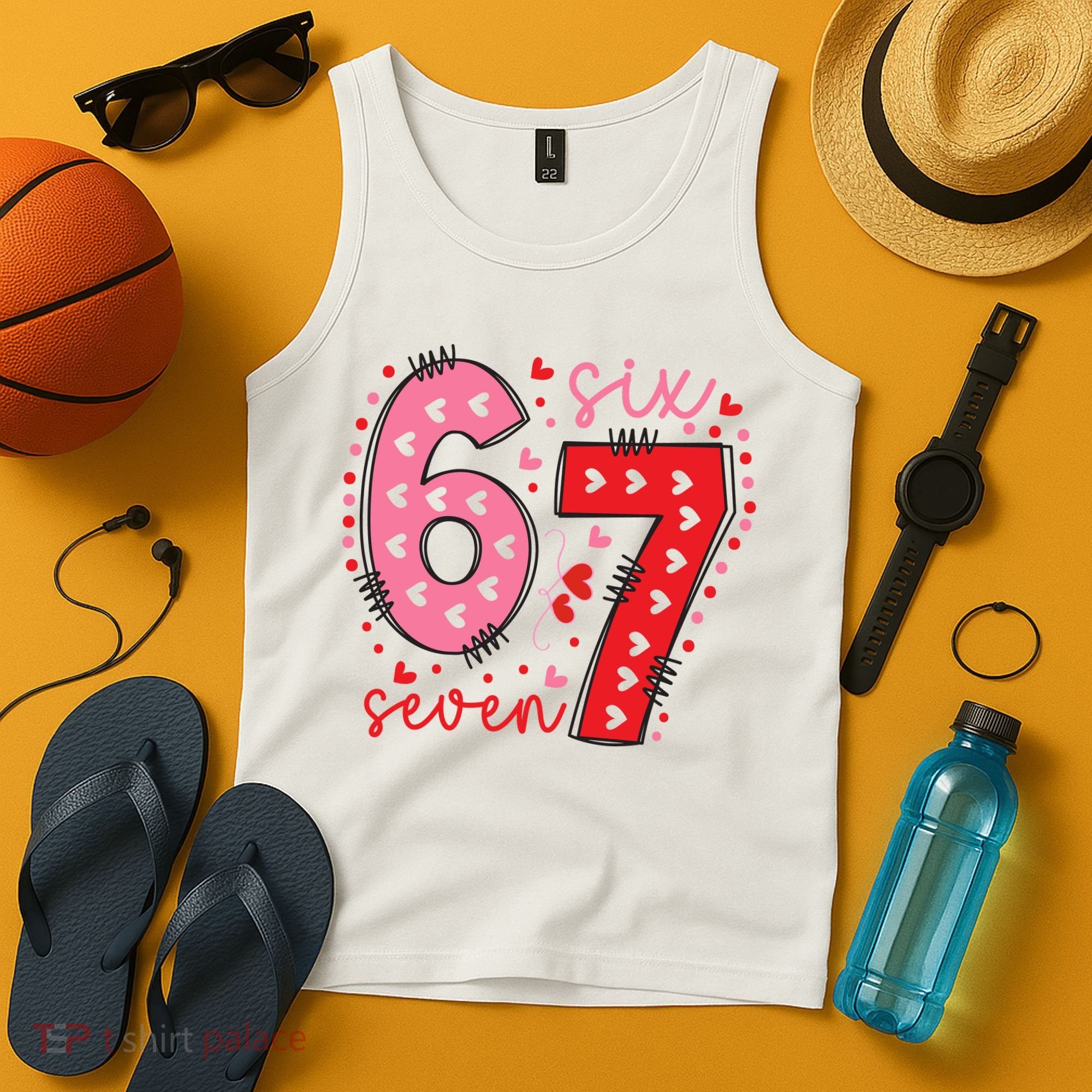 Six Seven 6-7 Valentines Day 67 Meme Tank Top