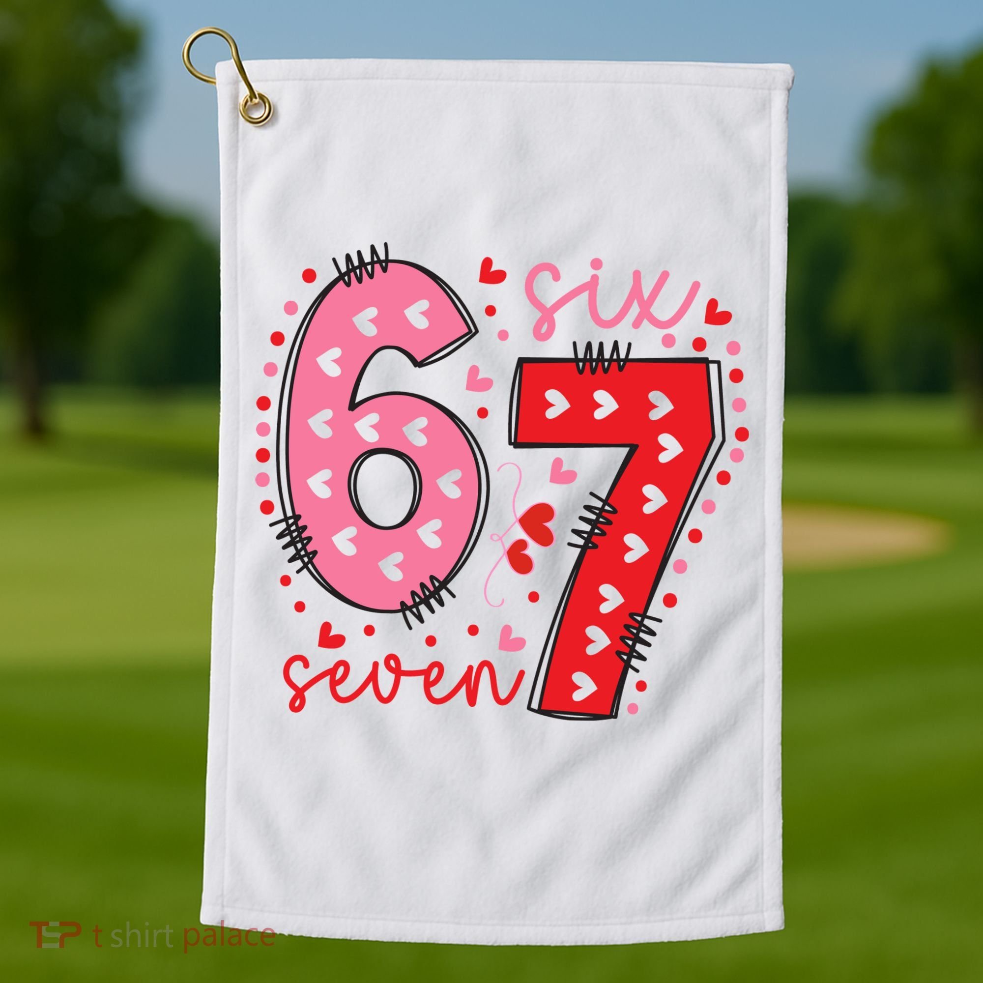 Six Seven 6-7 Valentines Day 67 Meme Golf Towel