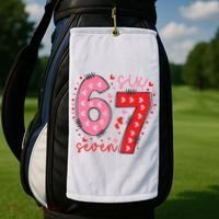Six Seven 6-7 Valentines Day 67 Meme Golf Towel thumb 2