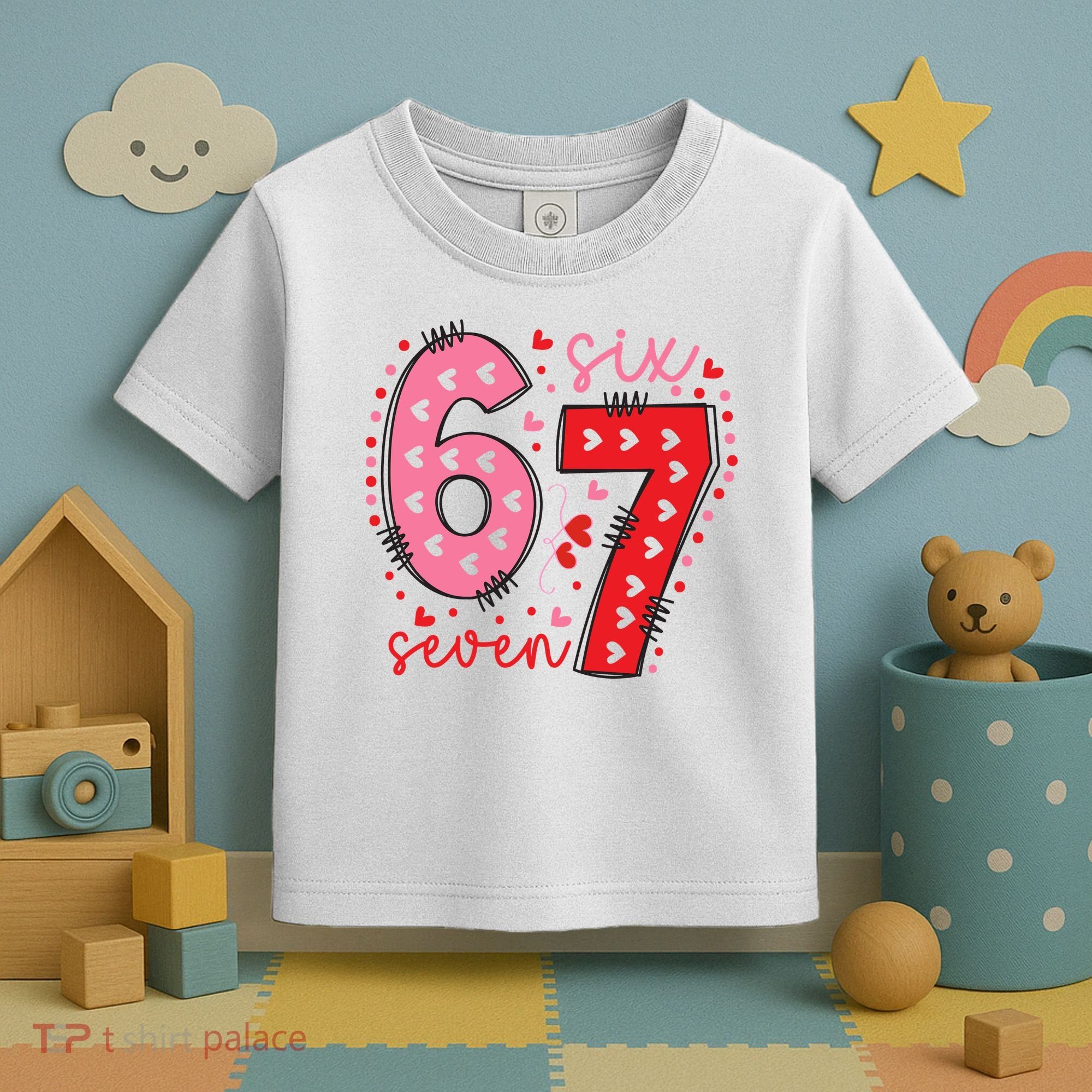 Six Seven 6-7 Valentines Day 67 Meme Toddler T-Shirt
