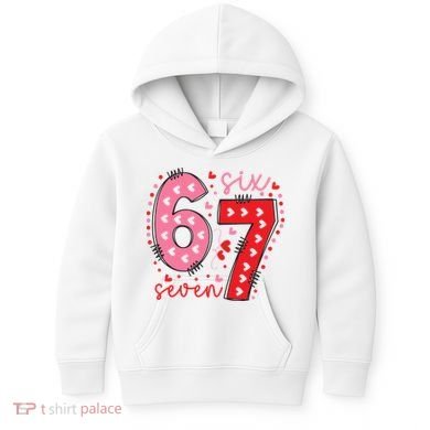 Six Seven 6-7 Valentines Day 67 Meme Kids Hoodie
