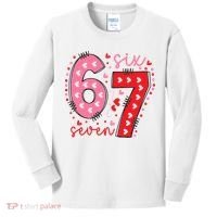 Six Seven 6-7 Valentines Day 67 Meme Kids Long Sleeve Shirt thumb 0