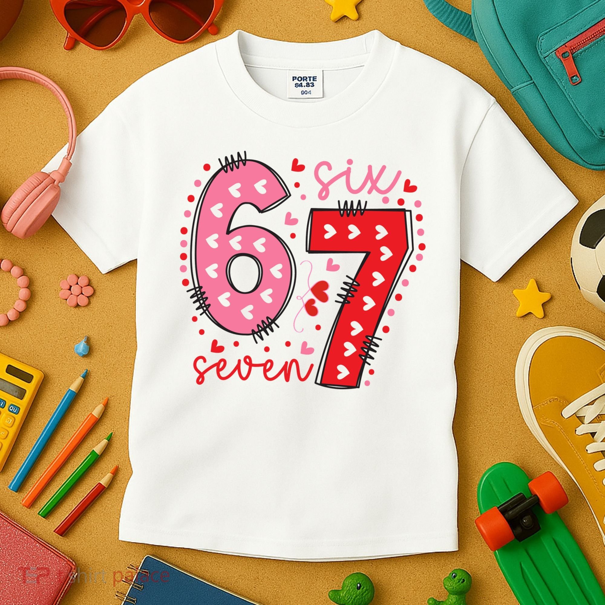 Six Seven 6-7 Valentines Day 67 Meme Kids T-Shirt
